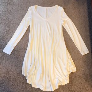 Long-sleeve, ivory dress